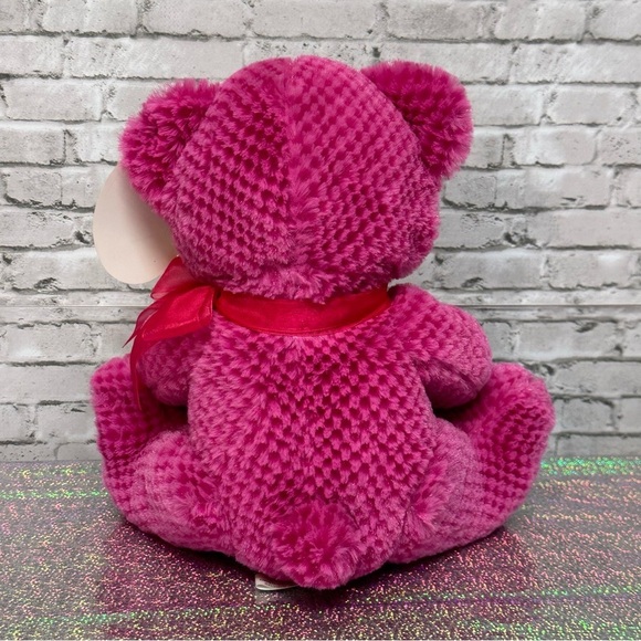 Circus Circus Pink BEAR I Love Reno Plush Waffle Fur Bow Heart Stuffed Animal - Picture 5 of 9